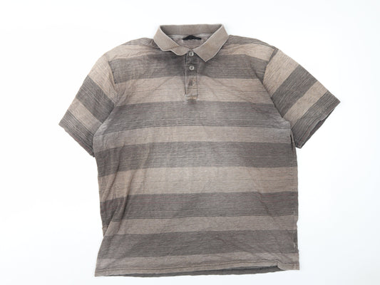 Chisel Men's Beige Striped Polo XXL, Cotton Blend