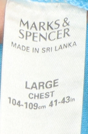 Marks and Spencer Men's Blue Crew Neck T-Shirt L