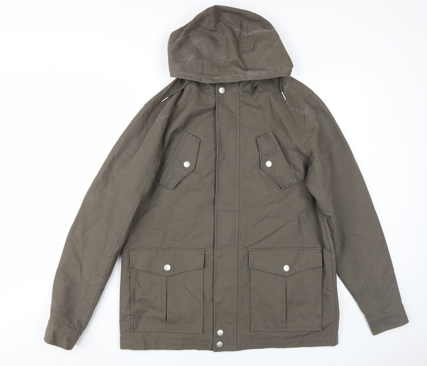Villain Brown Parka Jacket M Unisex Hooded Cotton