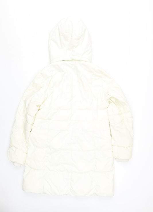 Womens UK Size XS Lands' End White Puffer Jacket