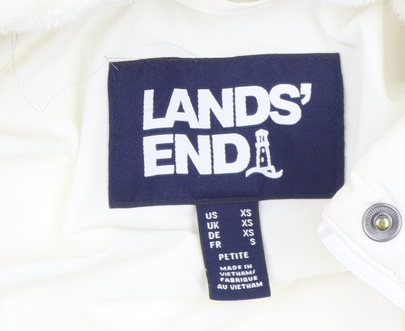 Womens UK Size XS Lands' End White Puffer Jacket