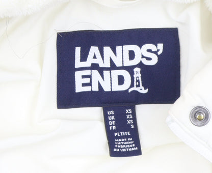 Womens UK Size XS Lands' End White Puffer Jacket