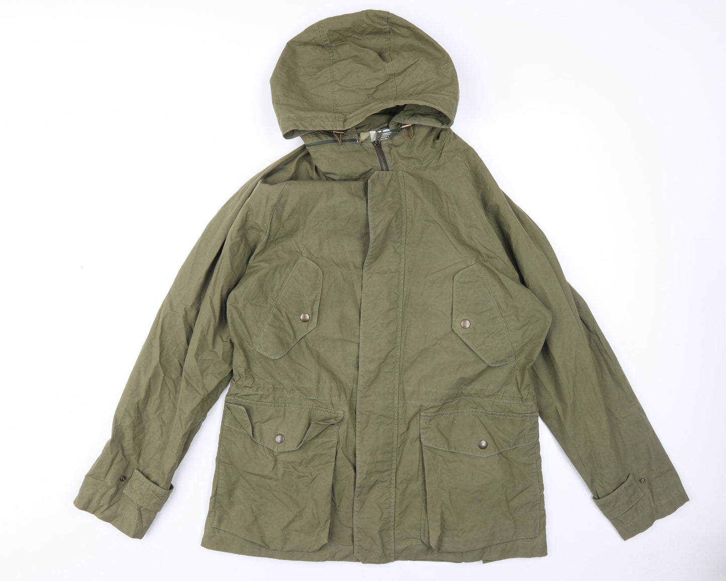 Mens UK Size 12 impermeabile Green Parka Coat