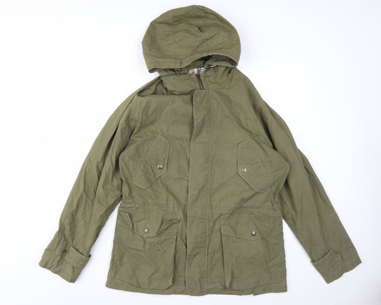 Mens UK Size 12 impermeabile Green Parka Coat