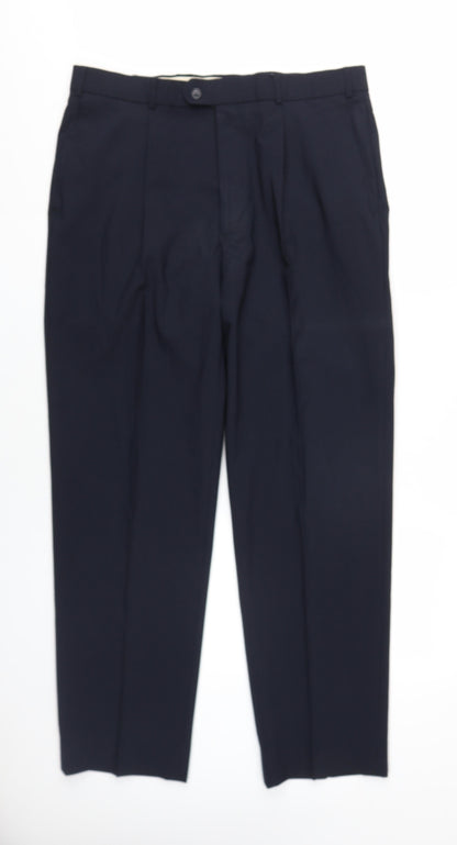 Mens UK Size 36 Centaur Regular Fit Dress Pants Black Trousers