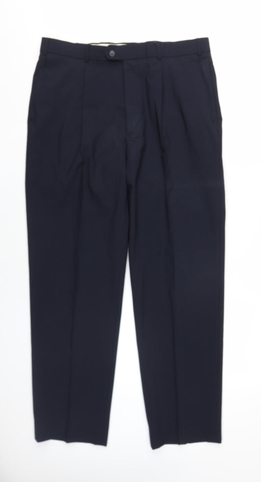 Mens UK Size 36 Centaur Regular Fit Dress Pants Black Trousers