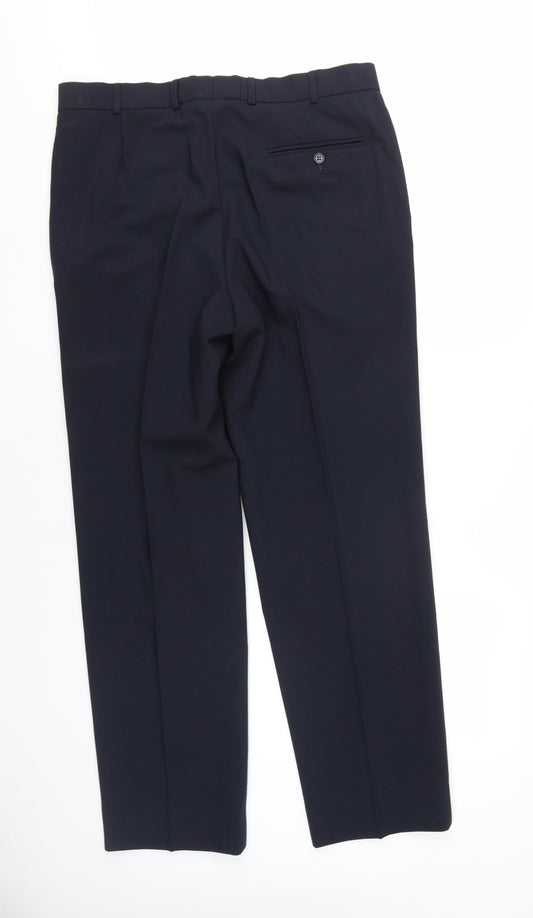 Mens UK Size 36 Centaur Regular Fit Dress Pants Black Trousers