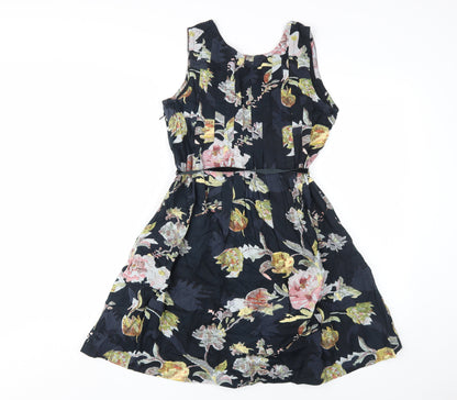 ASOS Women's Black Floral Dress Size 8 Sleeveless