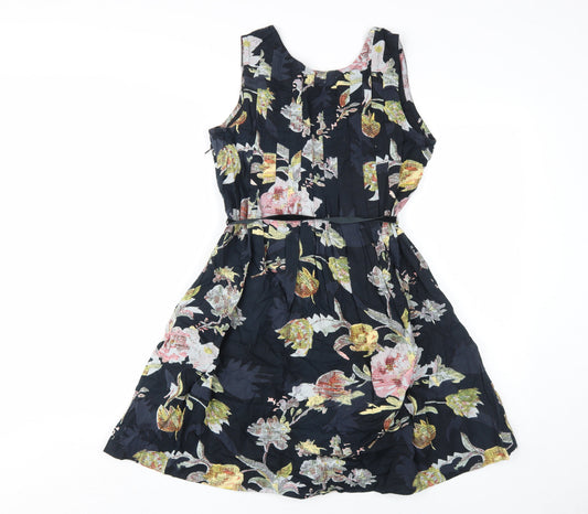 ASOS Women's Black Floral Dress Size 8 Sleeveless