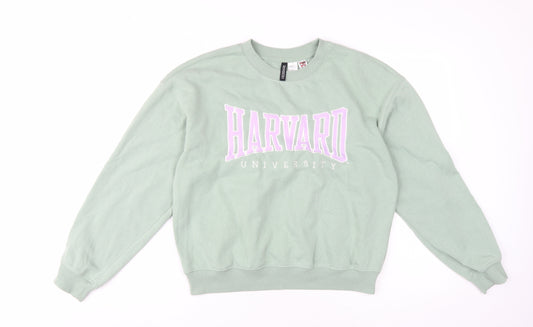 H&M Women's Green Pullover Sweatshirt Crew Neck Size S