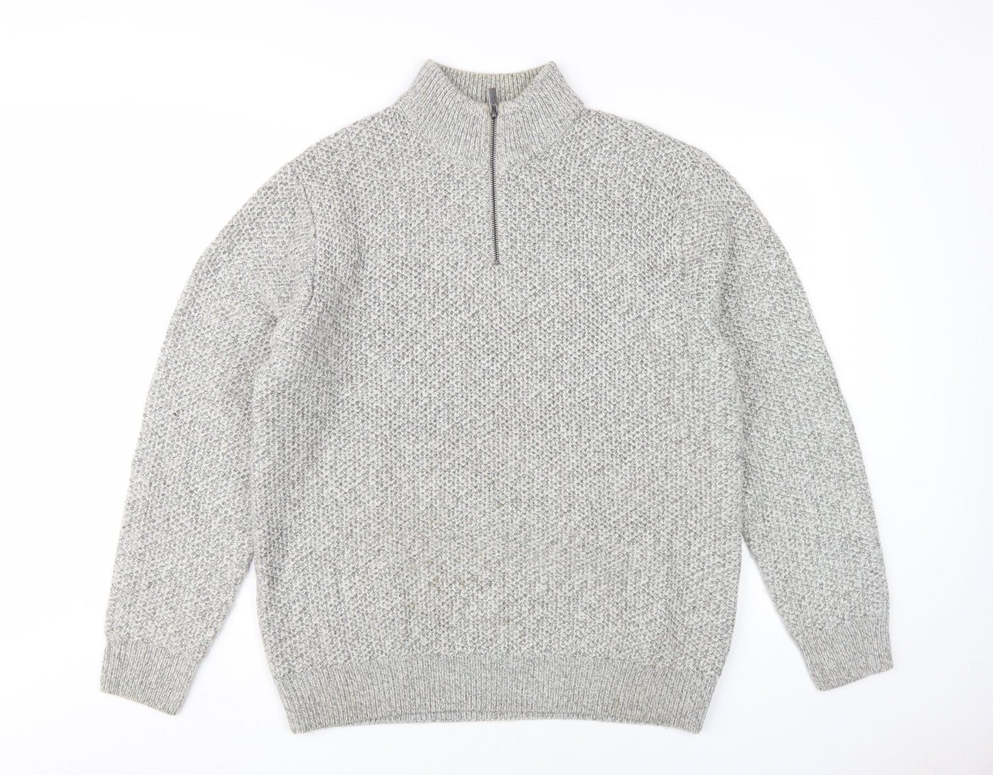 Next Men's Grey XL High Neck 1/2 Zip Jumper