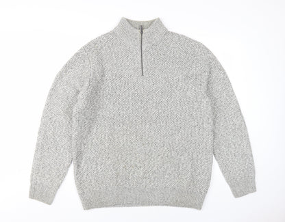 Next Men's Grey XL High Neck 1/2 Zip Jumper