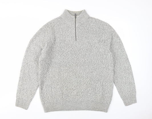 Next Men's Grey XL High Neck 1/2 Zip Jumper