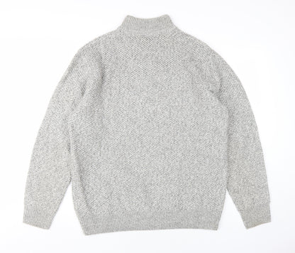 Next Men's Grey XL High Neck 1/2 Zip Jumper