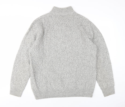Next Men's Grey XL High Neck 1/2 Zip Jumper