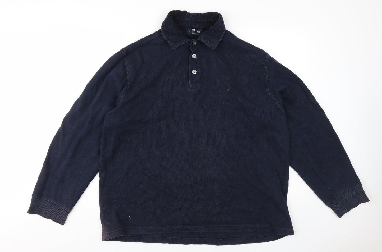 Marks and Spencer Men's Blue Long Sleeve Polo L