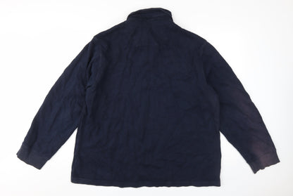 Marks and Spencer Men's Blue Long Sleeve Polo L