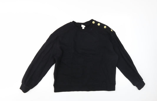 H&M Unisex Black Medium Pullover Sweatshirt
