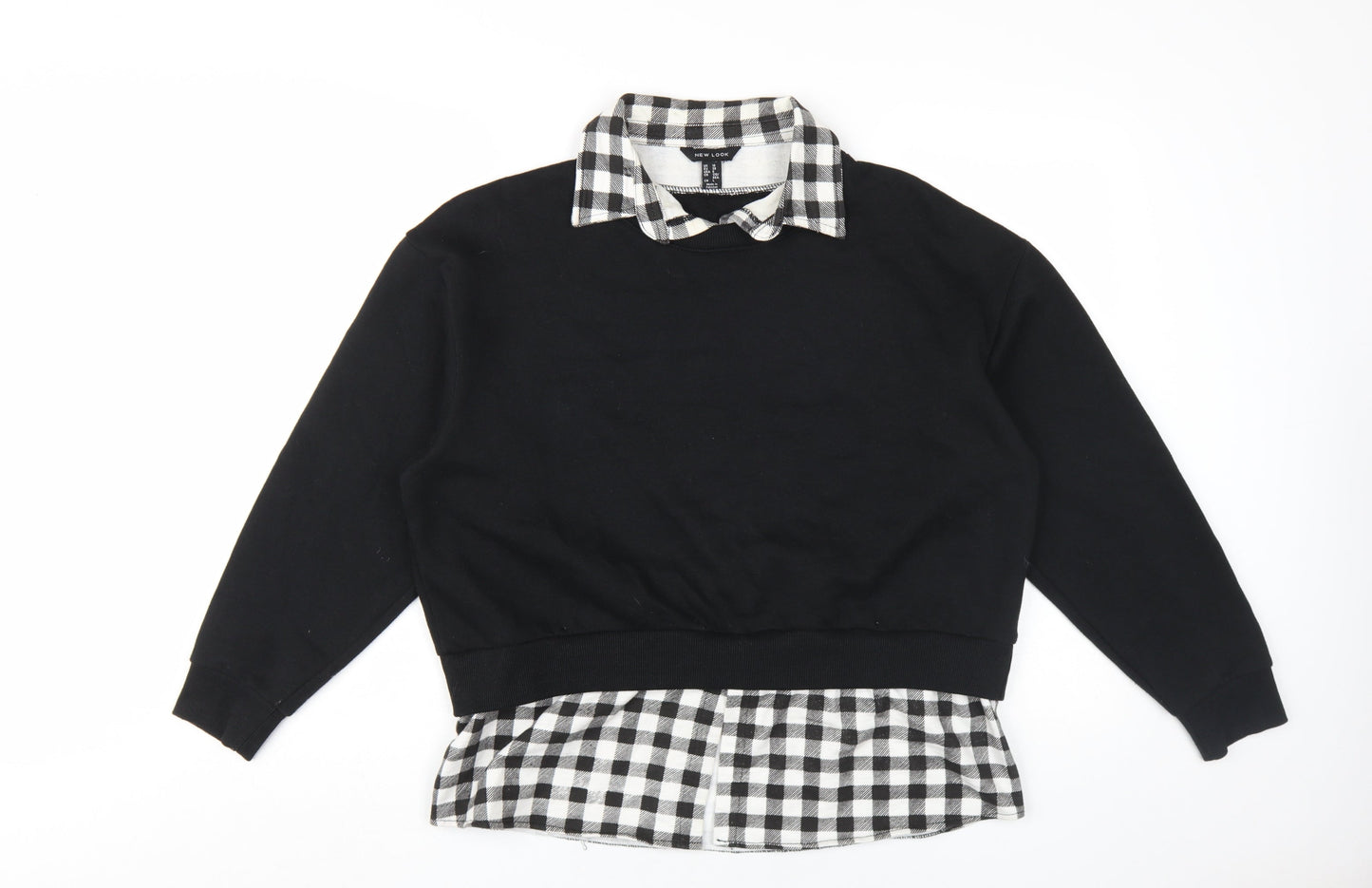 New Look Women's Black Check Collared Pullover, Size 10
