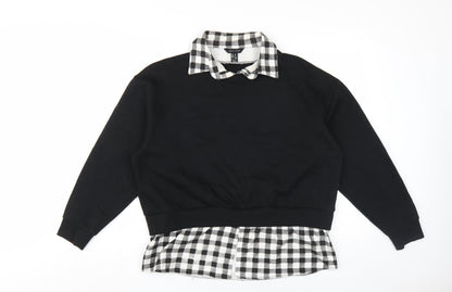 New Look Women's Black Check Collared Pullover, Size 10
