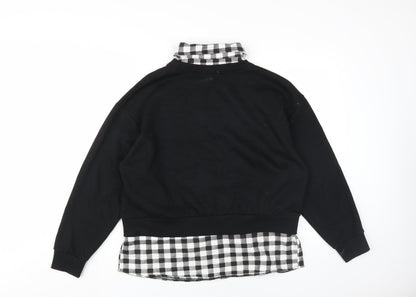 New Look Women's Black Check Collared Pullover, Size 10