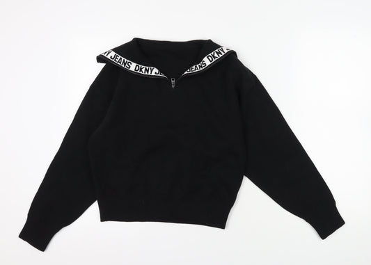 DKNY Jeans Women's Black Full Zip Knit Jumper M/L