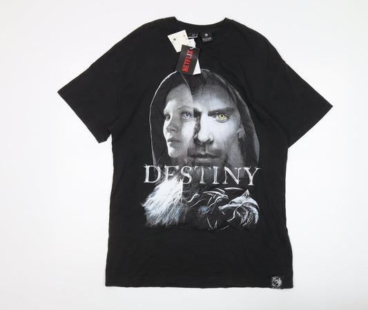 Mens UK Size XS Bershka Black  T-Shirt