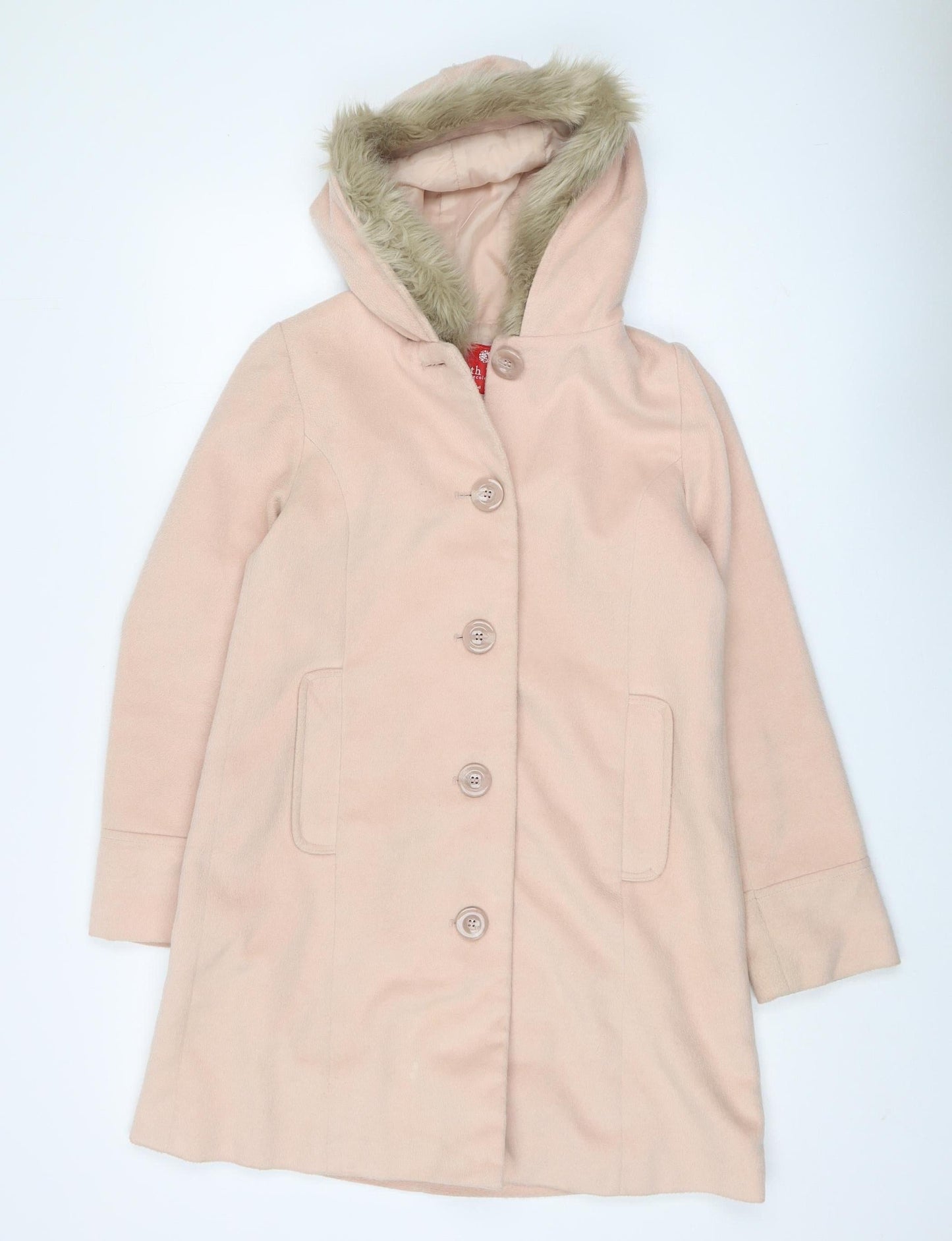 Earth Music & Ecology Women's Pink Hooded Overcoat S