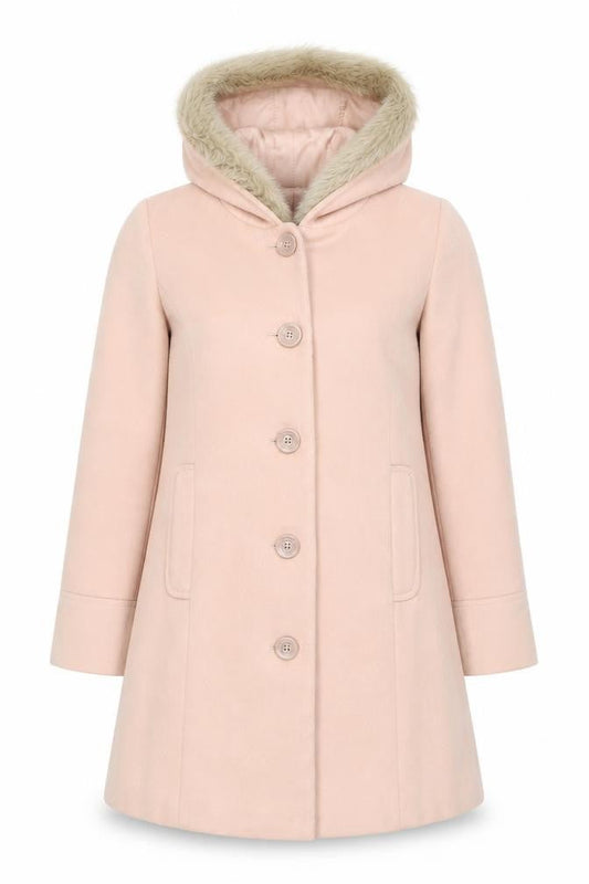 Earth Music & Ecology Women's Pink Hooded Overcoat S