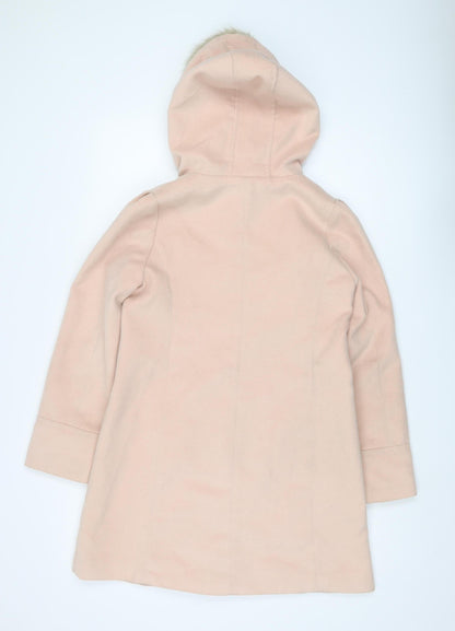 Earth Music & Ecology Women's Pink Hooded Overcoat S