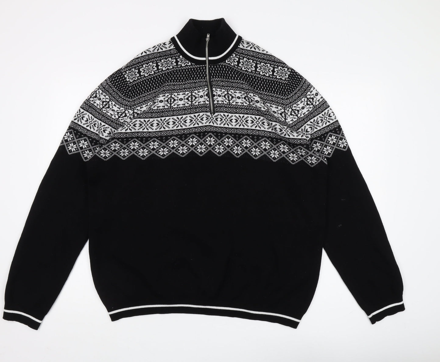 ASOS Men's Black 2XL Fair Isle Pullover Jumper