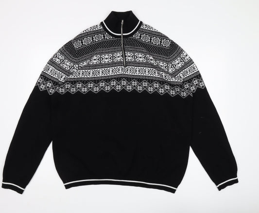ASOS Men's Black 2XL Fair Isle Pullover Jumper