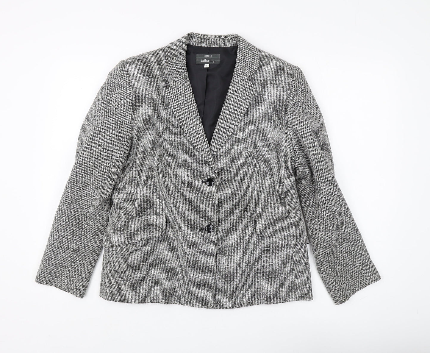Marks & Spencer Women's Grey Blazer, Size 14, Classic Fit