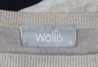 Wallis Women's Beige Black Striped Pullover Jumper Size 16