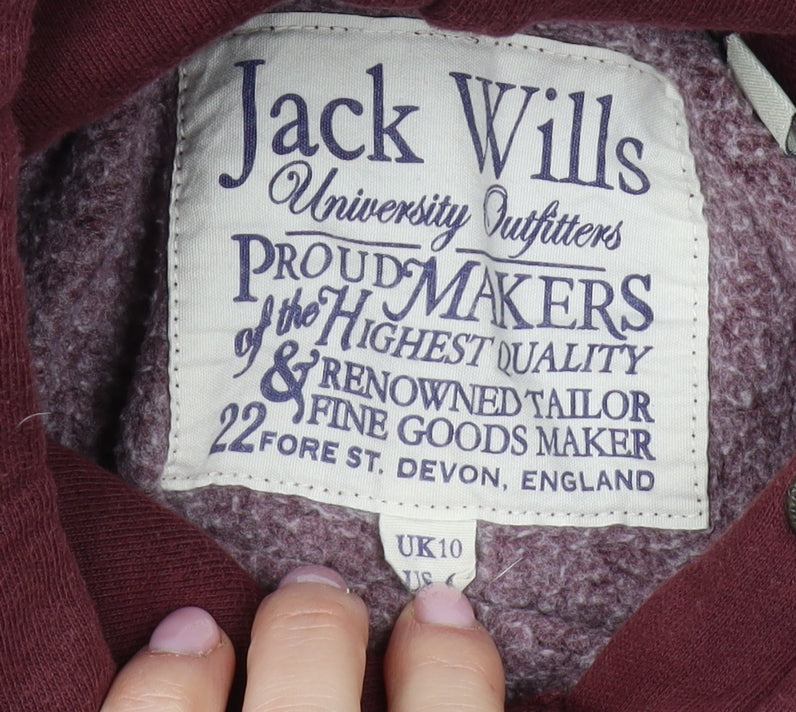 Womens UK Size 10 Jack Wills Red Pullover Hoodie