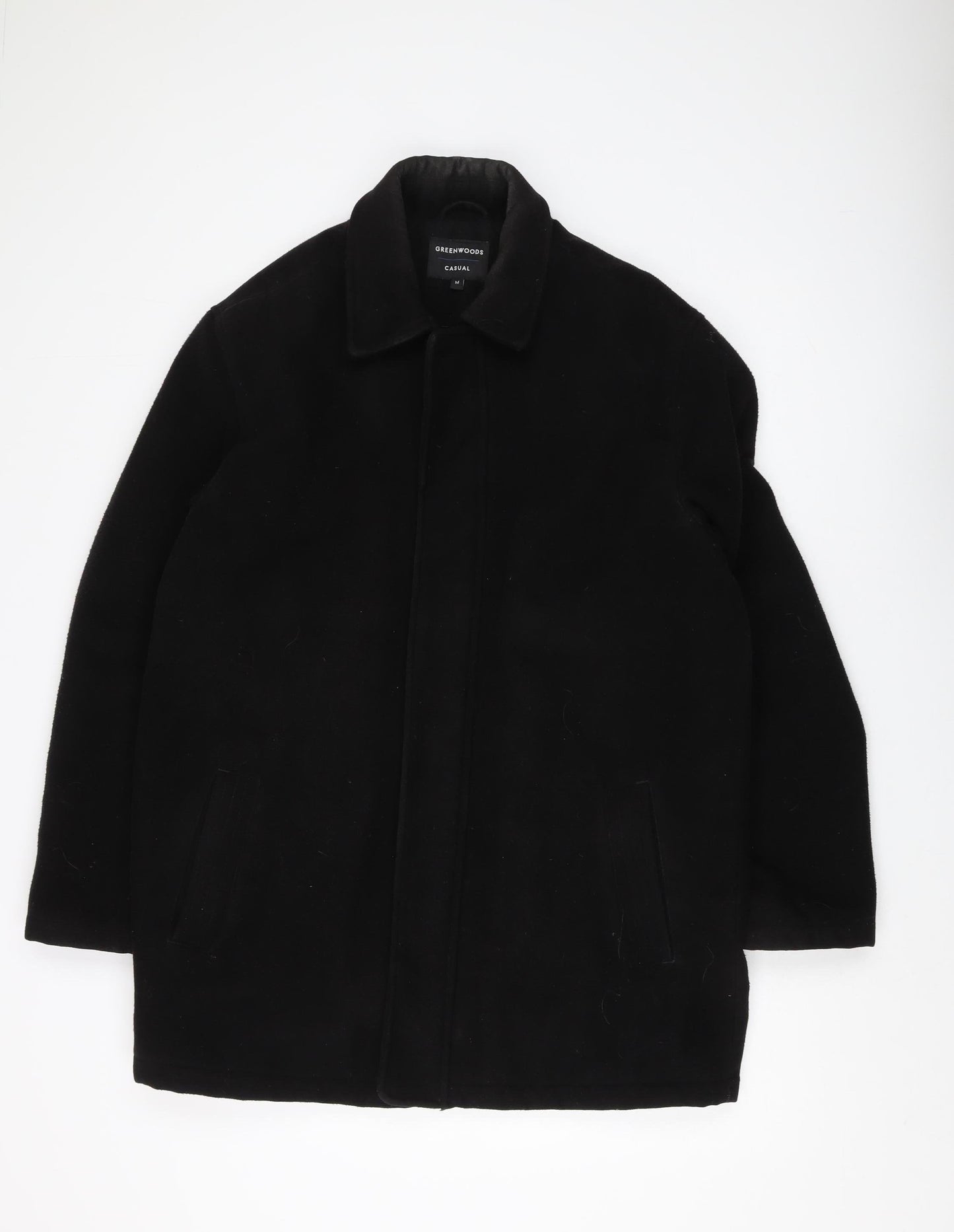 Mens UK Size M Greenwoods Black Overcoat