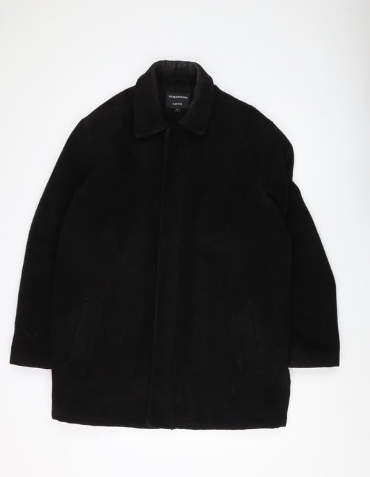 Mens UK Size M Greenwoods Black Overcoat