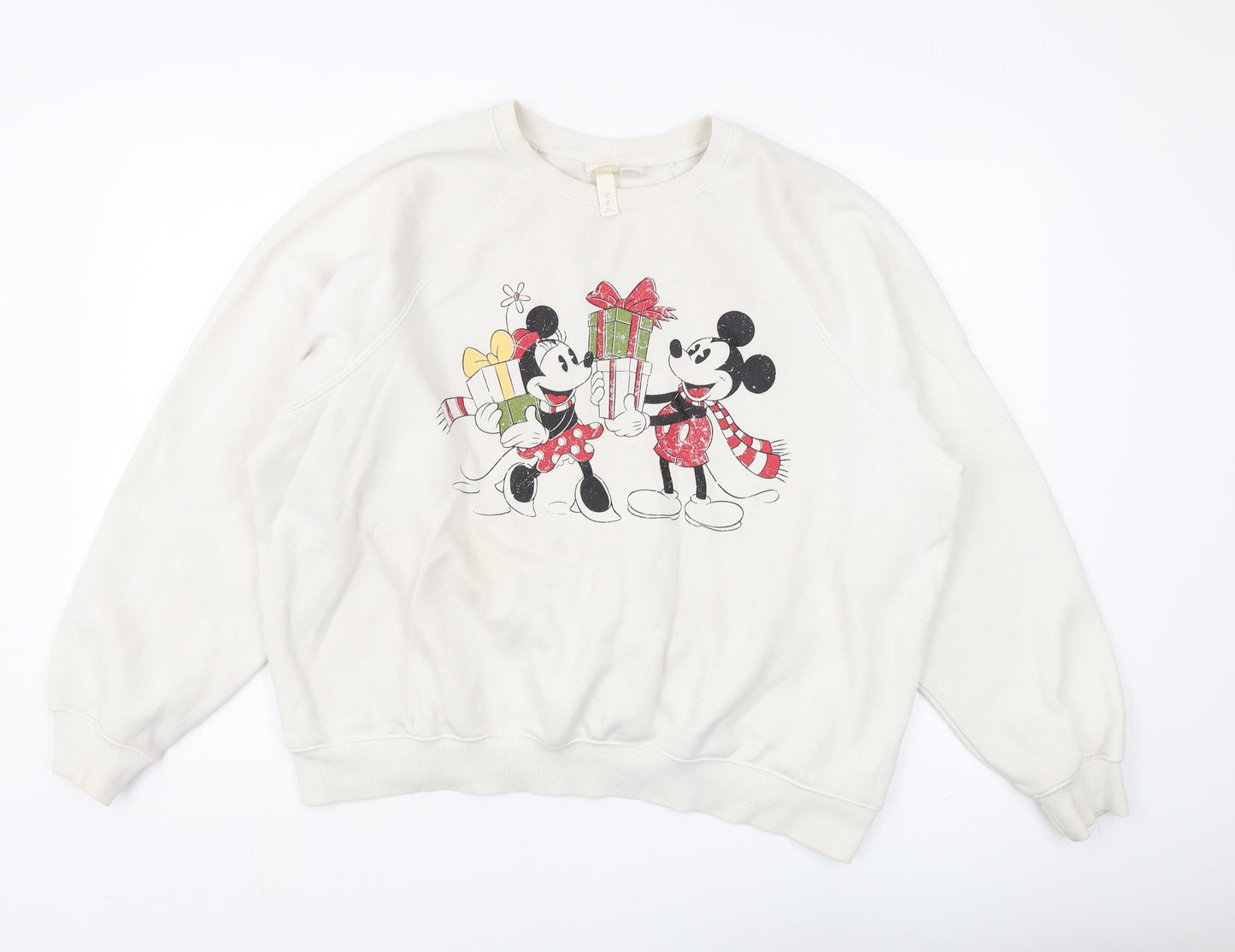 H&M Women White Pullover Sweatshirt XL Disney