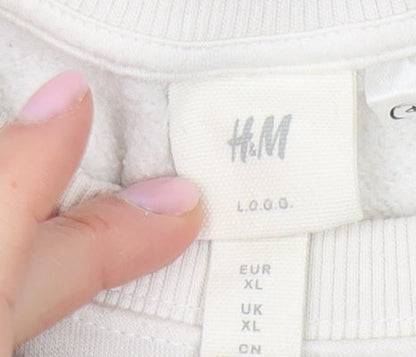 H&M Women White Pullover Sweatshirt XL Disney