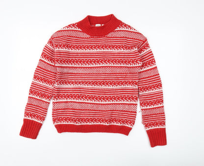 Gap Women’s Red High Neck Fair Isle Jumper 2XS