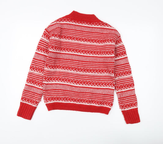 Gap Women’s Red High Neck Fair Isle Jumper 2XS