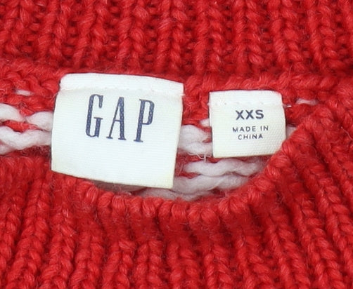 Gap Women’s Red High Neck Fair Isle Jumper 2XS
