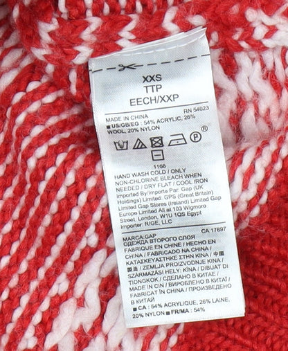 Gap Women’s Red High Neck Fair Isle Jumper 2XS