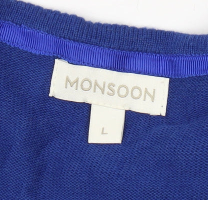 Womens UK Size L Monsoon Blue Cardigan Jumper