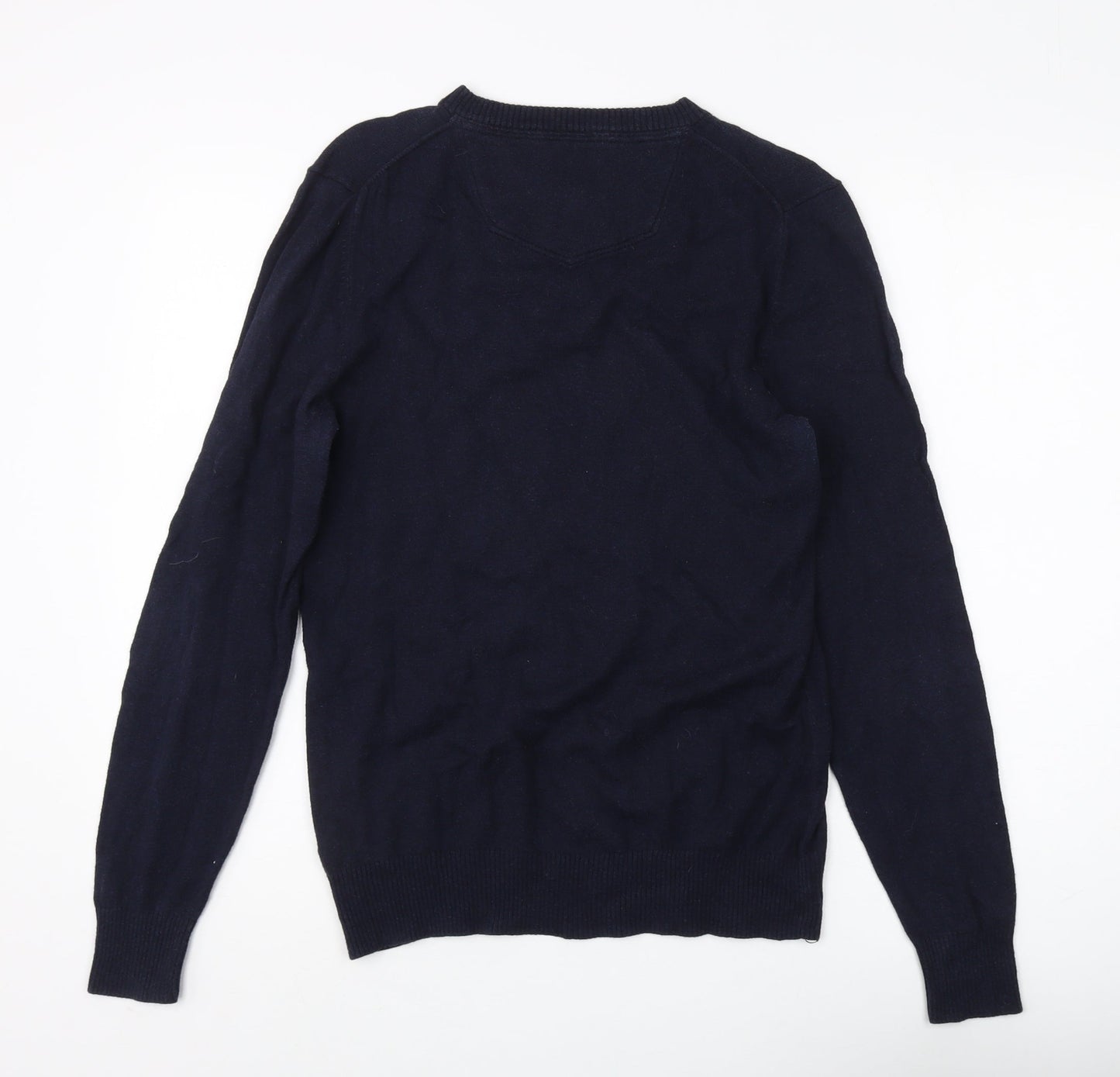 FatFace Men's Blue V-Neck Cotton Cashmere Jumper S