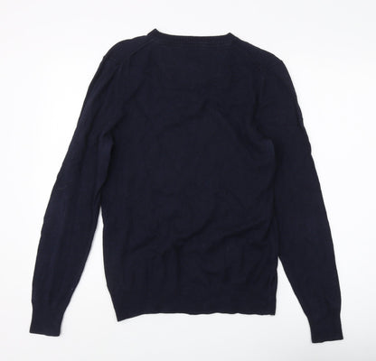 FatFace Men's Blue V-Neck Cotton Cashmere Jumper S