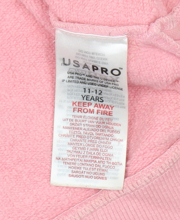 USA Pro Pink Girls Hoodie 11-12 Years Pullover Logo