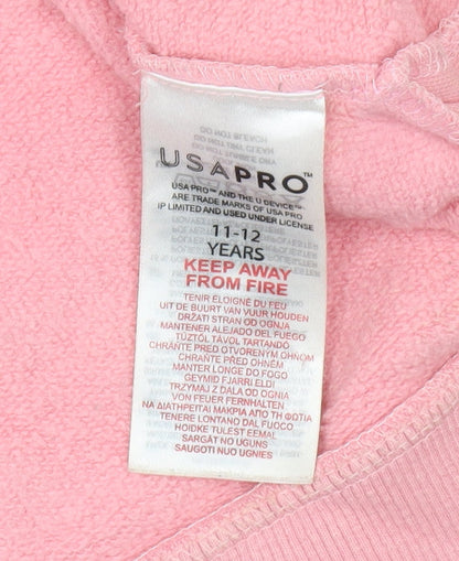 USA Pro Pink Girls Hoodie 11-12 Years Pullover Logo