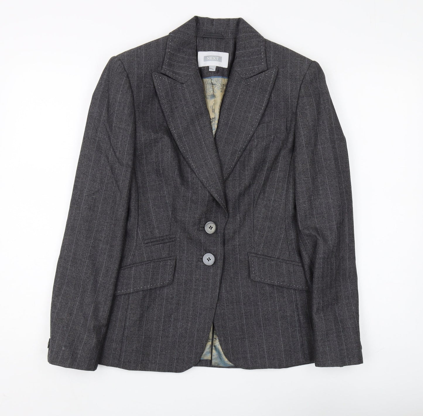 Next Women's Grey Pinstripe Suit Jacket Size 10