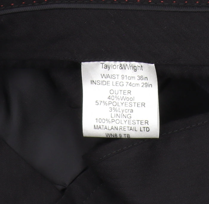 Taylor & Wright Men's Black Dress Pants Size 36 Formal